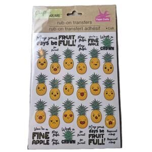 Crafter's Square Paper Craft Rub-On Transfers Pineapples Scrapbooking Gifts